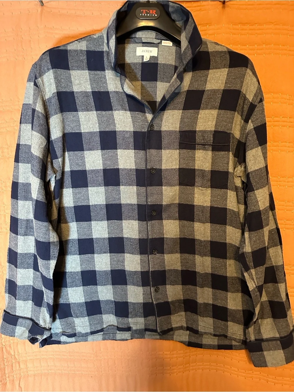 J. Crew Navy and Gray Buffalo Check Button-Down Shirt